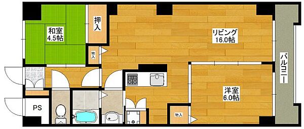 内田マンション ｜大阪府吹田市江坂町1丁目(賃貸マンション2LDK・4階・58.32㎡)の写真 その2