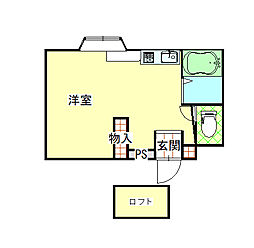 アーバンヒルズC 2階ワンルームの間取り