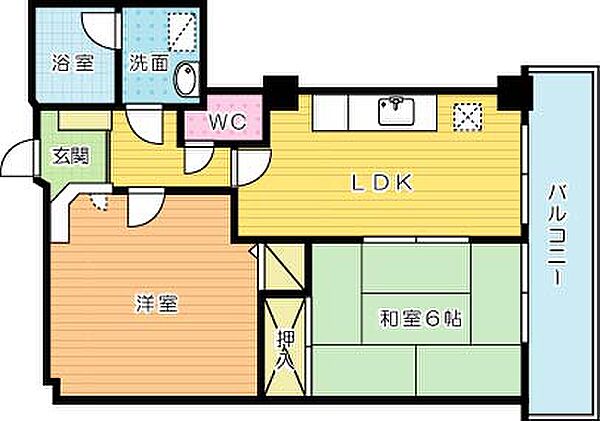 朝日イーストビル 703｜福岡県北九州市小倉北区片野新町２丁目(賃貸マンション2LDK・7階・51.03㎡)の写真 その2