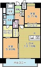 LEGEND　TAKAMI（レジェンド高見）　S棟 10階2LDKの間取り