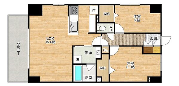 レニター小倉サンライズビュー 601｜福岡県北九州市小倉南区沼緑町１丁目(賃貸マンション2LDK・6階・58.20㎡)の写真 その2