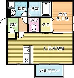 グレイド 2階1LDKの間取り