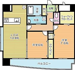 サンシャインマリンズ井堀 10階2LDKの間取り
