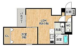 北九州市小倉南区北方3丁目アパート 1LDKの間取図画像