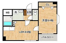 アンビエンス小倉駅前 1LDKの間取図画像