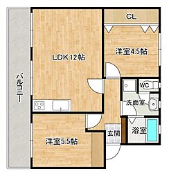 川本ビル 2LDKの間取図画像