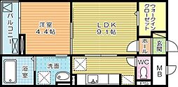リッジクレスト 1LDKの間取図画像