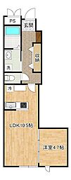 SUN VIA下到津 1LDKの間取図画像