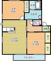 アコール2 2LDKの間取図画像
