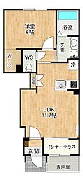 ブドワール 1LDKの間取図画像