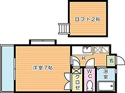ロフト若園 1Kの間取図画像