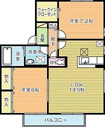 リビングタウン南方B 2LDKの間取図画像