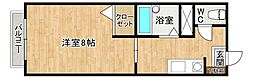 シャトーK安部山A棟 1Kの間取図画像