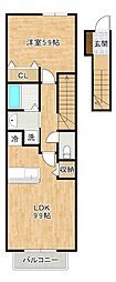 サンレミ葛原A 1LDKの間取図画像