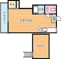 オアシス下到津2A棟 ワンルームの間取図画像