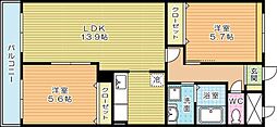 ラフォーレ高尾2 2LDKの間取図画像