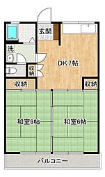 愛宕マンション 2DKの間取図画像