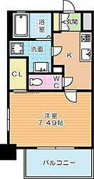 studie4小倉離宮 1Kの間取図画像