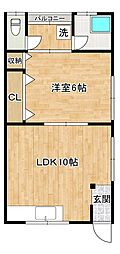 竹和荘 1LDKの間取図画像