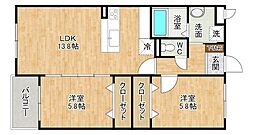 KIRA HIAGARI 2LDKの間取図画像