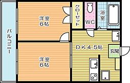 長浜ハイツ 2DKの間取図画像