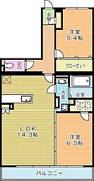 ブラン・ノワール赤坂 2LDKの間取図画像
