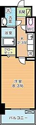 エヴァーグリーンQ 1Kの間取図画像