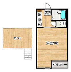 MOON下到津D 1Kの間取図画像