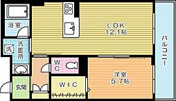 フルール・ド・ヒサノ 1LDKの間取図画像