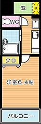 ライオンズマンション三萩野駅前 1Kの間取図画像