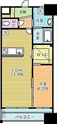 ギャラン竪町 1LDKの間取図画像