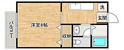 ビーライン中井B 1Kの間取図画像