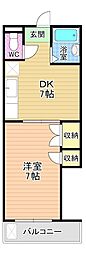 ハイツフクダ 1DKの間取図画像