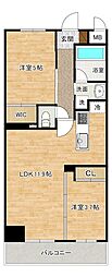 コンダクトレジデンス下城野 2LDKの間取図画像