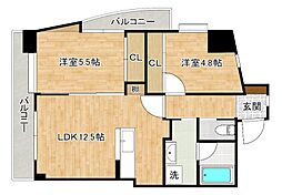 コンプレート富士見 2LDKの間取図画像
