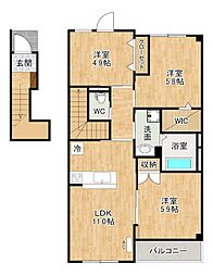 フルーレ 3LDKの間取図画像