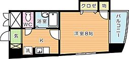 KMマンション北九大前 1Kの間取図画像