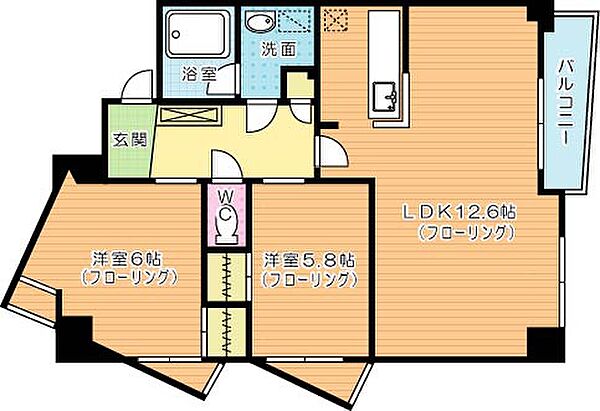 オールセインツ 1401｜福岡県北九州市小倉北区江南町(賃貸マンション2LDK・14階・58.47㎡)の写真 その2