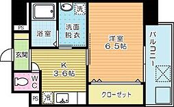ドレスローズ 1Kの間取図画像