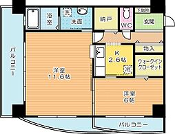 サンシャイン妙見表参道 5階2Kの間取り