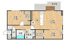 アピアランス中井 1階2LDKの間取り