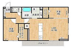 アピアランス中井 3階2LDKの間取り