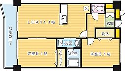 ニューシティアパートメンツ南小倉1 2LDKの間取図画像