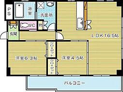 ルネス到津の森 2LDKの間取図画像