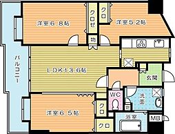 ニューサンリバー12番館 3LDKの間取図画像