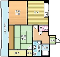 ハーモニーハイツ 2DKの間取図画像