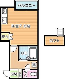 三ツ矢クレッシェンド西南 ワンルームの間取図画像
