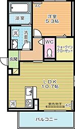 ルーブル下富野 1LDKの間取図画像