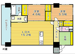 KSK門司コアプレイス 2LDKの間取図画像