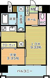 フェリシエ馬借 1LDKの間取図画像